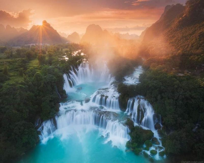 2Day Ban Gioc Waterfall Tour from Hanoi - Ban Gioc Waterfall from the road, shore, and sampan