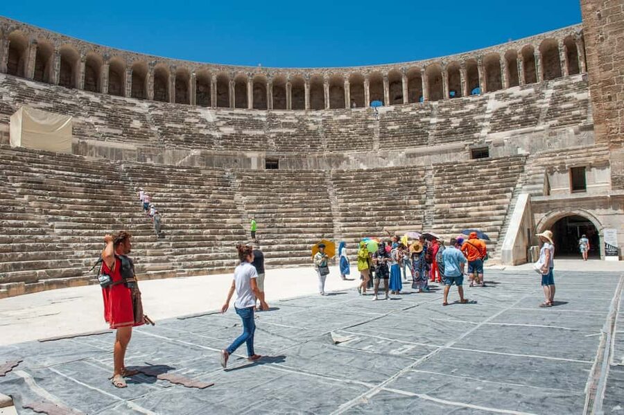 Alanya: Aspendos, Kursunlu Waterfalls and City of Side Tour - Side, where Roman ruins meet the harbor