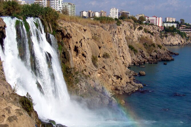 Antalya Full Day City Tour With Waterfalls and Olympos Cable Car - Lower Düden Waterfall Above the Mediterranean