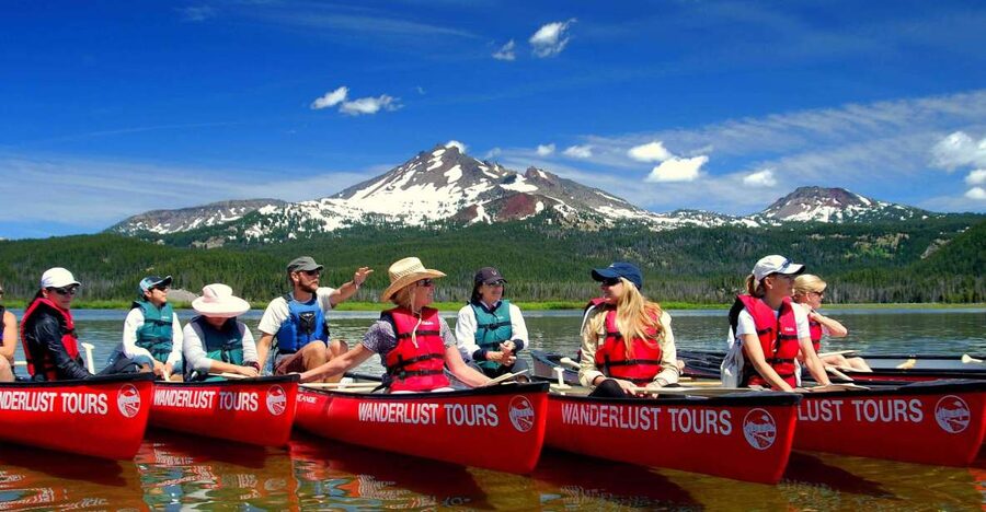 Bend: Half-Day Brews & Views Canoe Tour on the Cascade Lakes - Getting comfortable in the tandem canoe