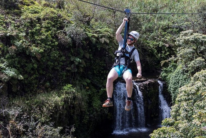 Big Island Zipline Tour Near Akaka Falls (250-ft Waterfall!) - Ocean views, rainforest, and private land