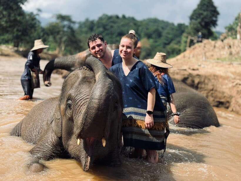 Chiang Mai: Elephant Sanctuary, Long Neck & Sticky Waterfall - Walking with elephants through the forest