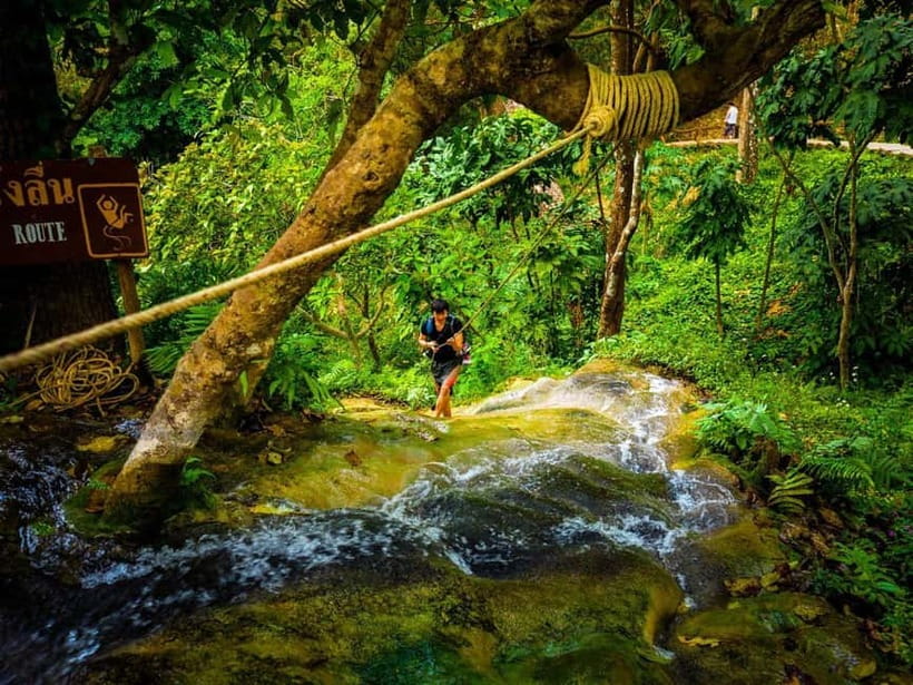 Chiang Mai: Sticky Waterfall by Local Truck with Market Stop - Riding a shared red songthaew