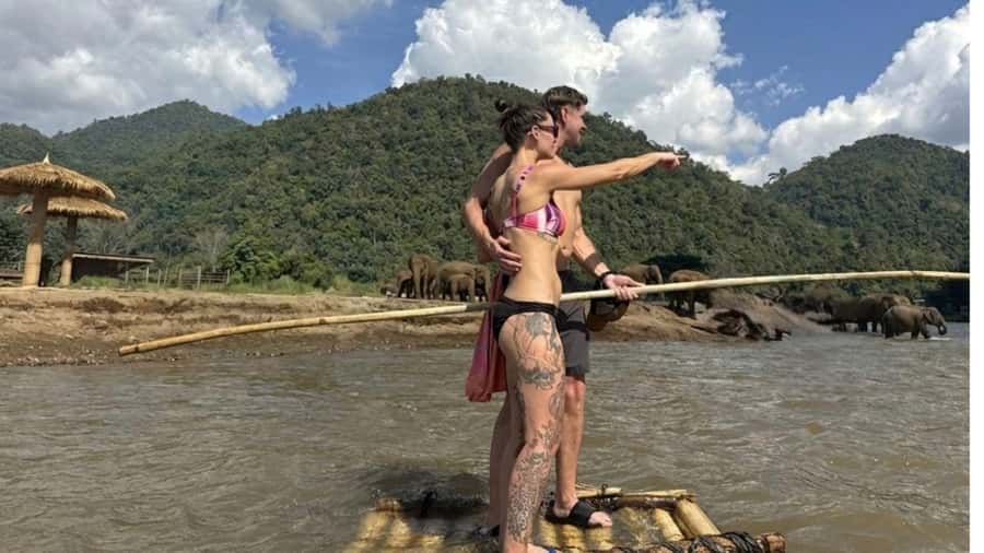 Chiangmai : A Bamboo Raft Safari , Sticky waterfalls, - Bamboo rafting beside the Mae Taeng River
