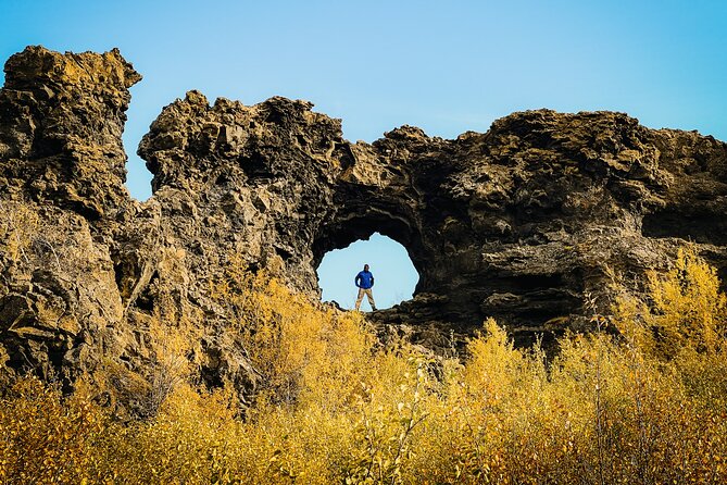 Cruise Tour Godafoss and Myvatn Lake and Baths Small Group - Dimmuborgir’s lava towers and rough walking paths