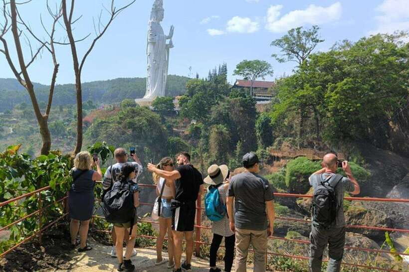 Dalat: 3 Waterfalls Day Tour — Datanla, Pongour & Elephant - A close view of Elephant Waterfall from Linh An Pagoda