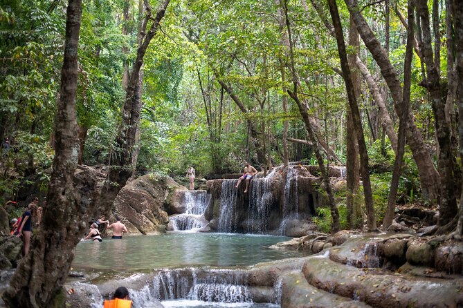 Erawan Waterfalls and Bridge Over River Kwai Tour from Bangkok - Walking across the Bridge Over the River Kwai