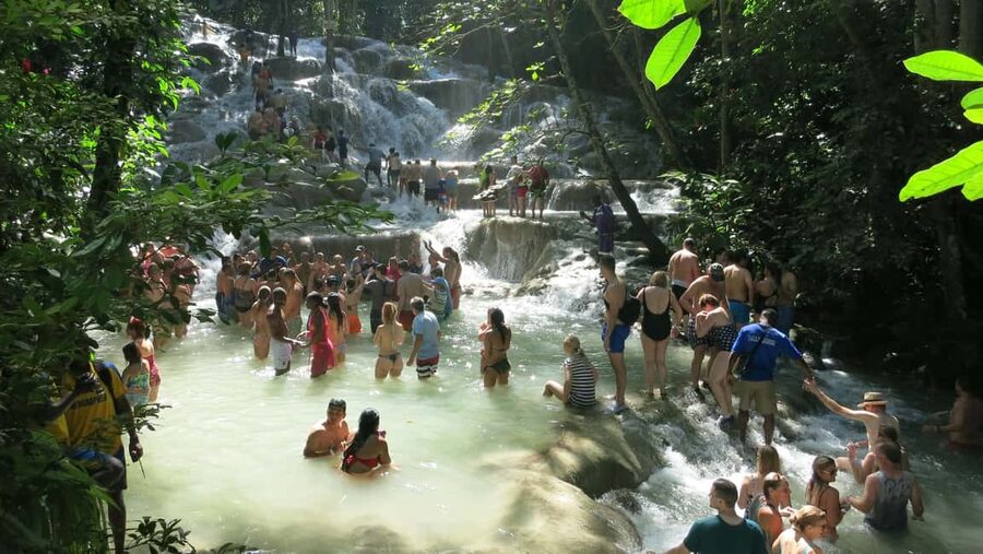 Falmouth: Dunn’s River Falls & Bamboo Beach Club VIP Access - From wet stone to padded beach chairs