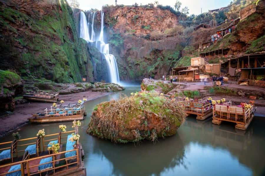 From Marrakech: Guided Ouzoud Waterfalls Tour with Boat Ride - The boat ride below the spray