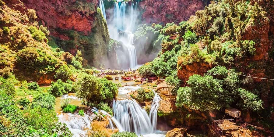 From Marrakech: Ouzoud Waterfalls Guided Hike and Boat Tour - First views of the three Ouzoud waterfalls