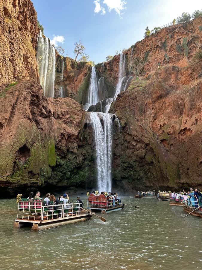 From Marrakech: Ouzoud Waterfalls Guided Trip with Boat Ride - First views of the 110-meter cascades