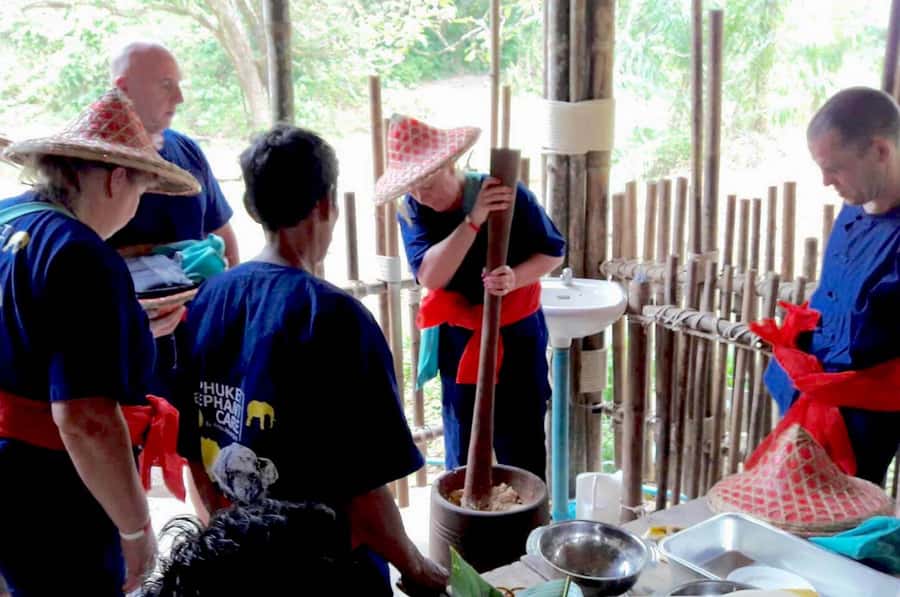 From Phuket & Khao Lak: Elephant Care with Waterfall Visit - Finding and feeding the elephants