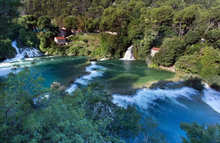 From Split & Trogir: Krka Waterfalls and Primošten - The 19th-century mills in the Ethno village