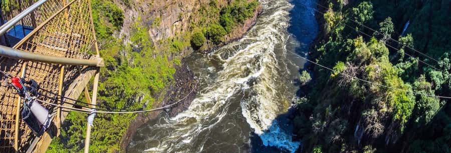 From Victoria Falls: Zip Line from the Victoria Falls Bridge - The launch platform on the Zambian side