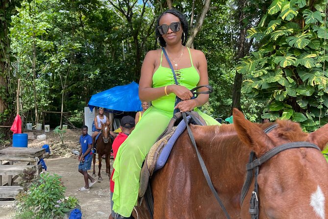 Horseback Riding and Swimming then Dunn's River Falls - The horseback ride, from stable to salt water