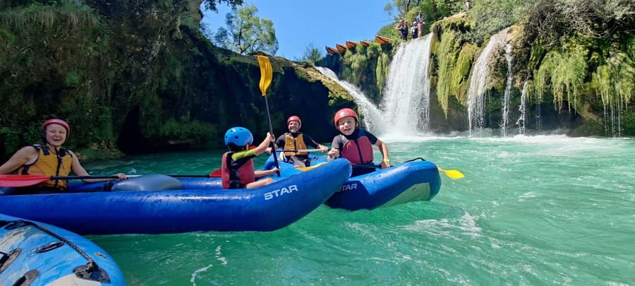 Kayaking Mreznica Waterfalls in Natural Monument - Safety first, then a tandem kayak