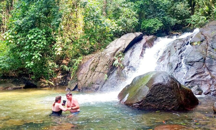 Khaolak: Bamboo Rafting, Waterfalls, and Turtle Conservation - Cooling off at Ton Pling Waterfall