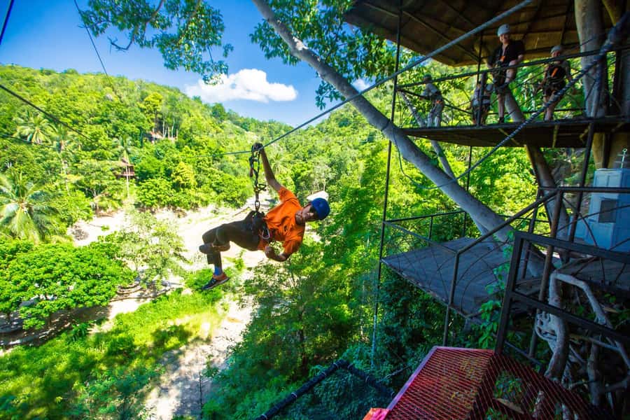 Ko Pha Ngan: Sky-High Zipline & Wang Sai Waterfall Views - Package C combines climbing and Sky Bike rides