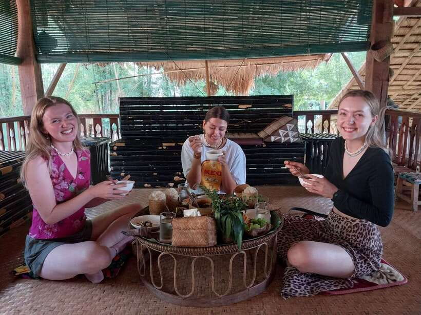 Luang Prabang: Bamboo Experience & Kuang Si Falls Tour - Weaving a small bamboo mat