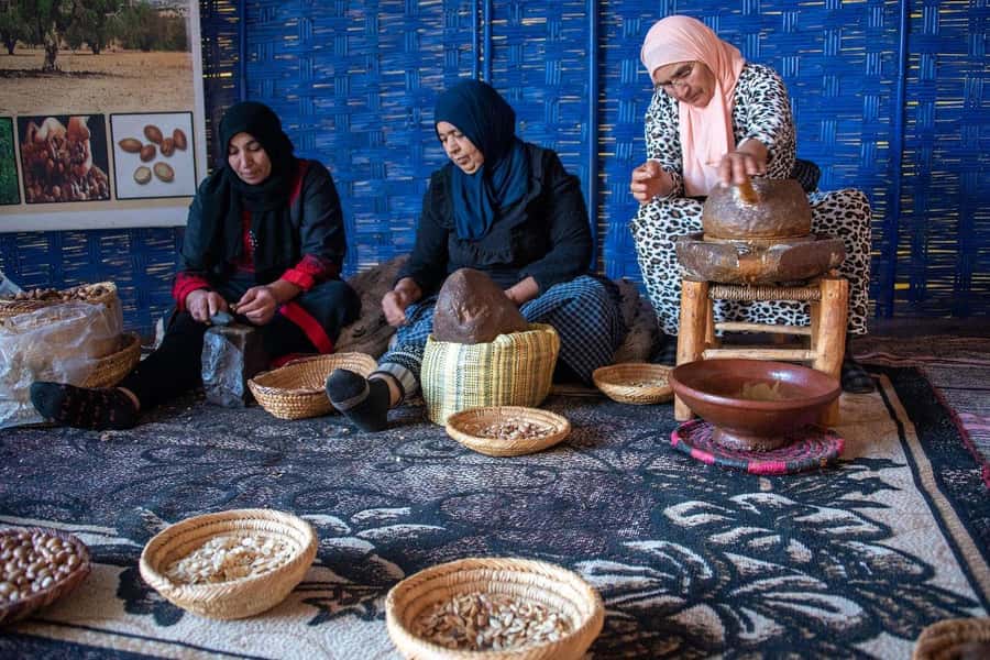 Marrakech: Waterfall, Valley, Atlas Mountain, Camel & Desert - Argan oil and tea at a women’s cooperative