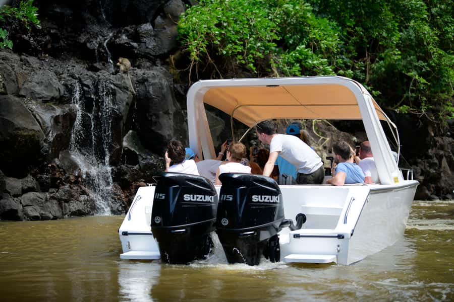Mauritius: Speedboat Ile aux Cerfs, GRSE Waterfall, BBQ, Bar - Grand River South East waterfall from the water