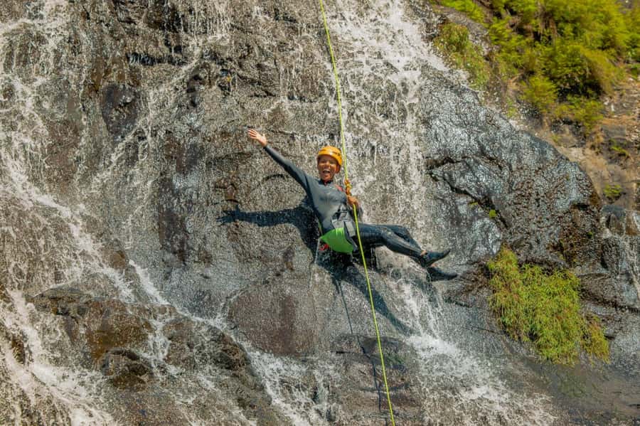 Mauritius: Tamarind Falls Canyoning Adventure - Starting at Tamarind Falls, not just looking at it