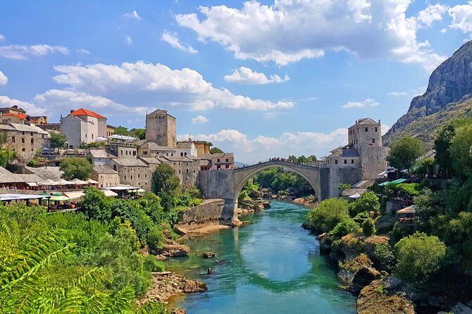 Mostar & Kravice waterfalls tour including Turkish house entrance - Walking into Mostar’s Old Bridge area