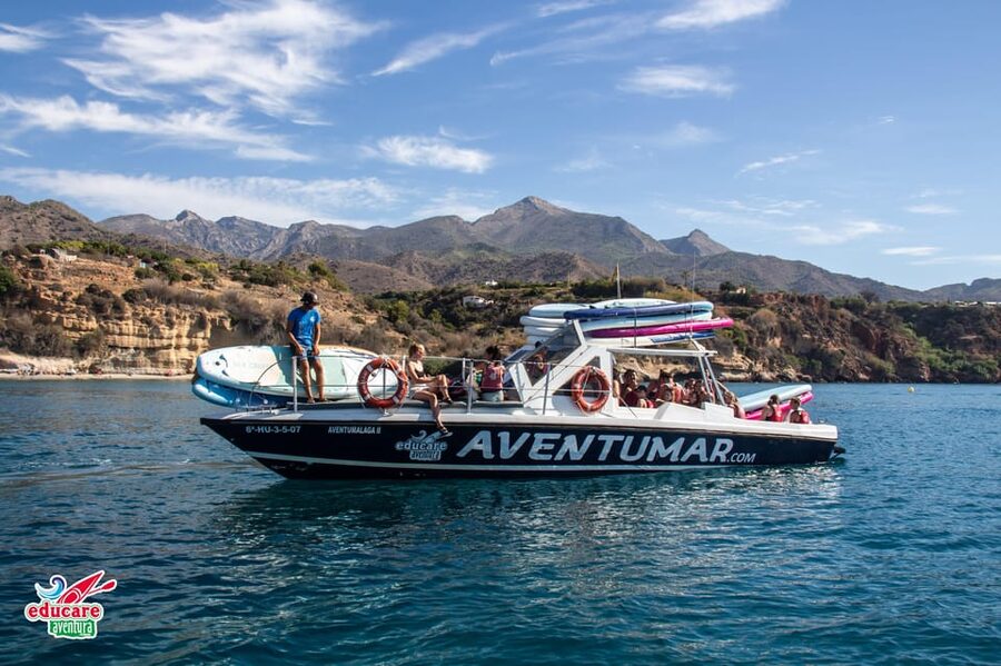 Nerja: Maro Waterfall Boat Trip with Paddleboarding & Drink - Guides, group atmosphere, and GoPro photos