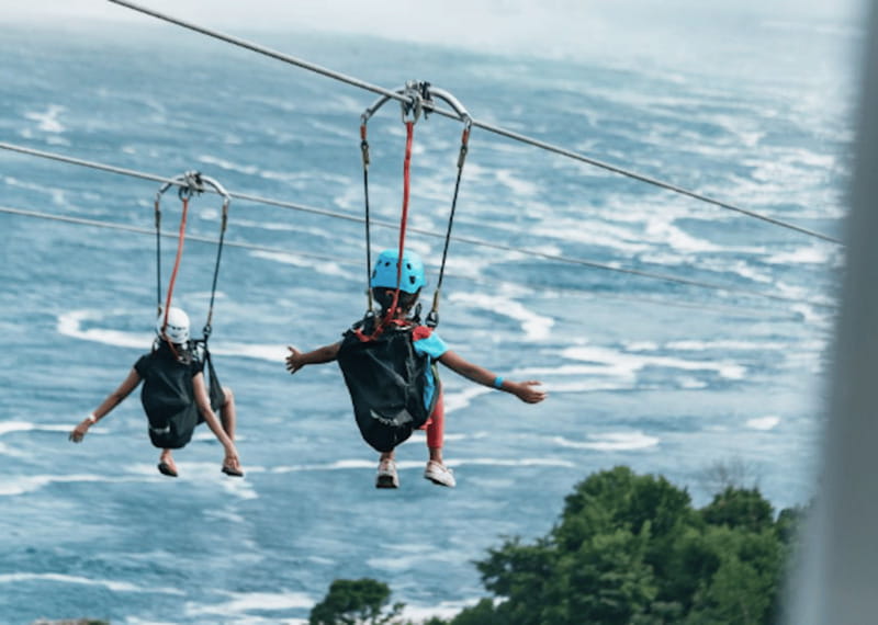 Niagara Falls, Canada: Early Bird Zip Line to The Falls - The ride past the American Falls
