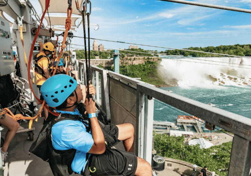 Niagara Falls, Canada: Early Bird Zip Line to The Falls - What happens from Clifton Hill to the launch area