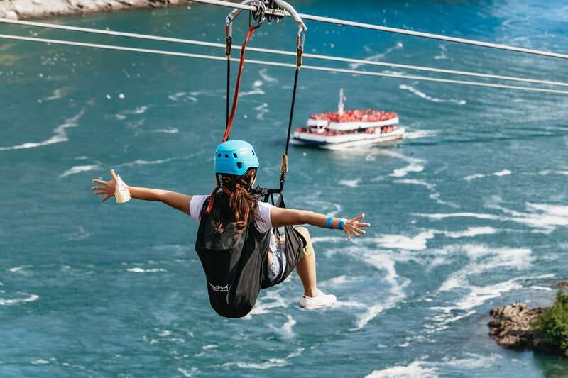 Niagara Falls, Canada: Zipline to The Falls - Starting at Clifton Hill and getting ready