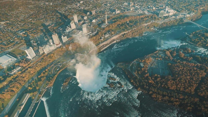 Niagara Falls, ON: Helicopter Ride with Boat & Skylon Lunch - The 12-minute helicopter ride over the gorge