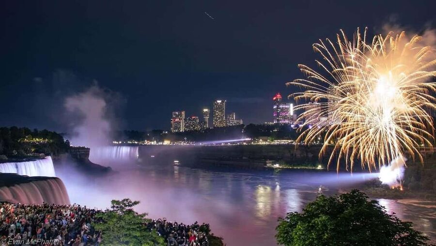 Niagara Falls: Skylon Tower, Fireworks & Walking Tour Canada - Seeing the American and Horseshoe Falls after dark