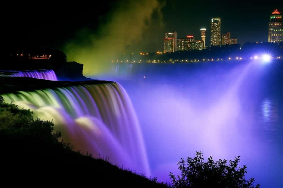 Niagara Falls, USA: Nightlight Experience with Fireworks - Goat Island gives the tour its first big views