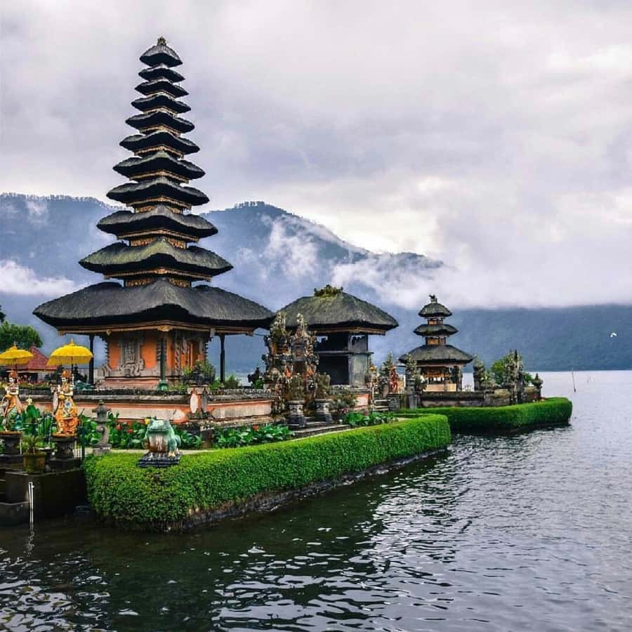 North Bali: Monkey Forest -Waterfall- Rice Terrace-Ulun Danu - Ulun Danu Beratan beside the lake