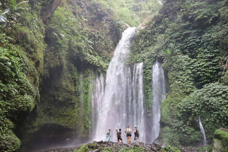 North Lombok: Sendang Gile Waterfall & Senaru Village Tour - Sendang Gile Waterfall after the coastal road