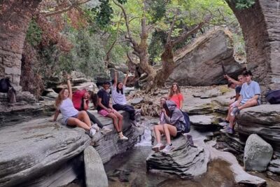 River Trekking to the Waterfall in Andros