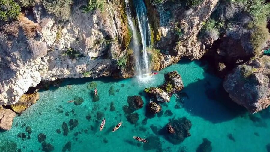 Ruta libre en paddel surf por la cascada de Nerja y Maro π - Swimming, snorkeling, and quiet stops