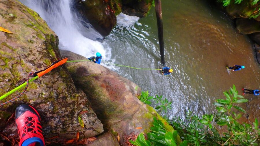 Sao Miguel: Salto do Cabrito Guided Canyoning Experience - Rappelling the three waterfalls