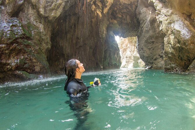 Snorkeling Trip to Kourtaliotiko Gorge Waterfalls, Plakias, Crete - Wetsuits make the spring water manageable