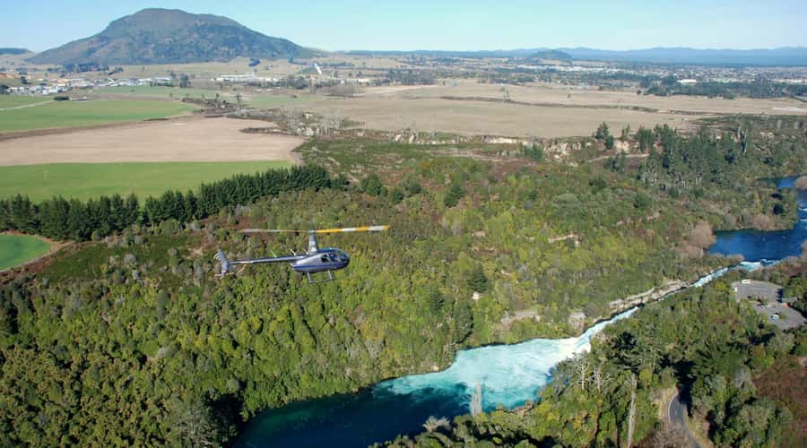 Taupo: Huka Falls Helicopter Ride - Why Huka Falls looks different from a helicopter