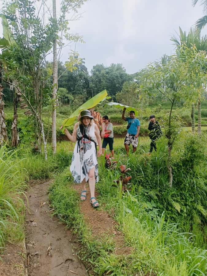 Tetebatu: Waterfalls, Spices, Rice Terrace, Monkey forest - A waterfall with a wet approach