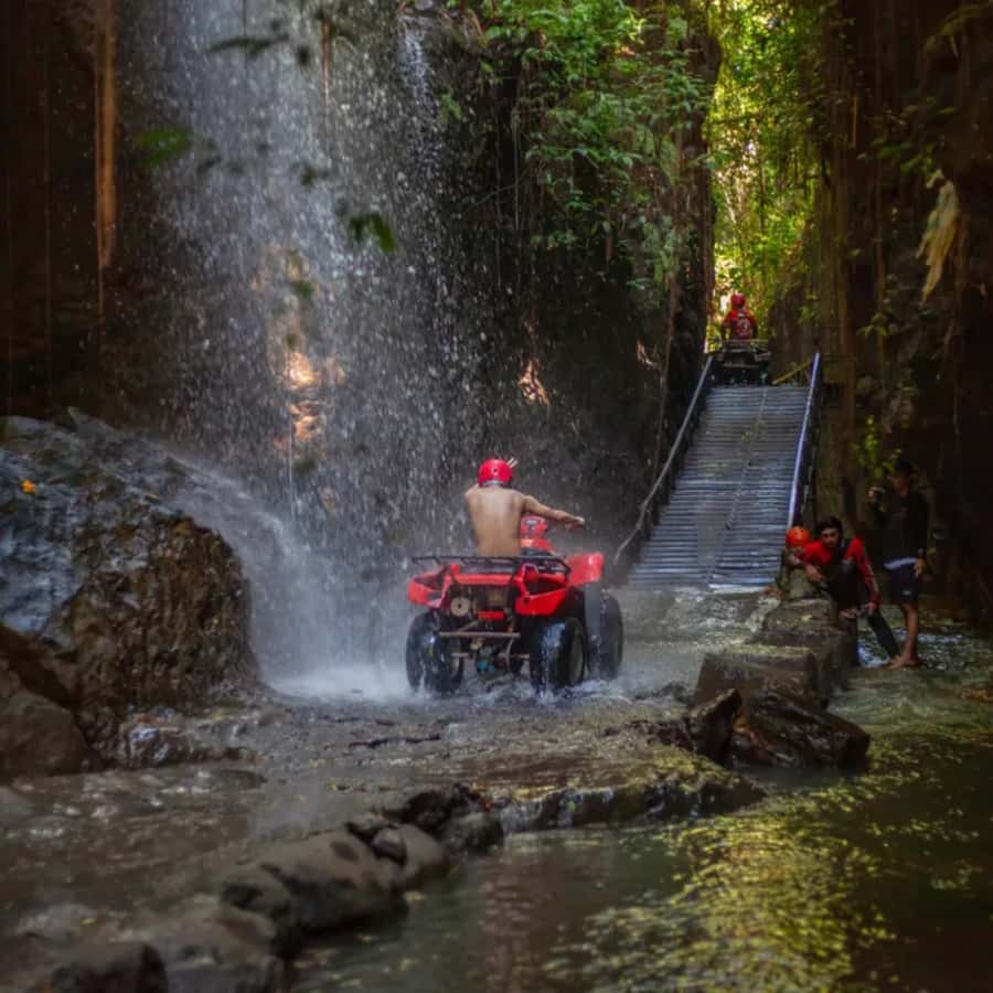 Ubud: Quad ATV Waterfalls & Barong Caves - Rivers, mud, rice fields, and two waterfalls