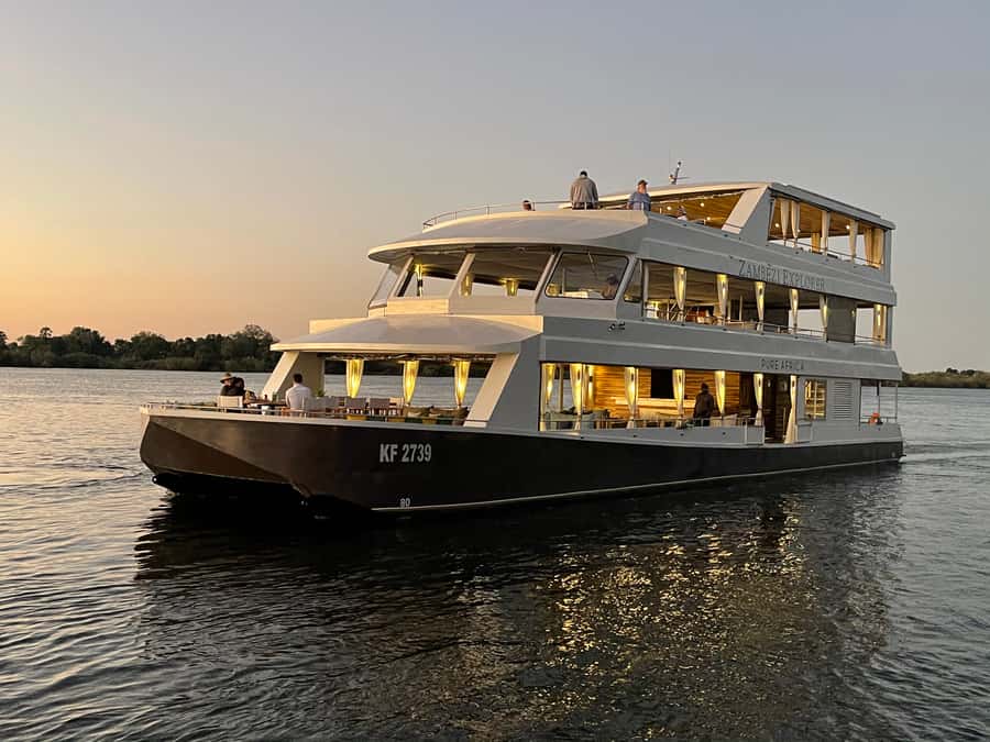 Victoria Falls: 2-Hour Luxury Zambezi River Sunset Cruise - Upstream on the Zambezi, watching for wildlife