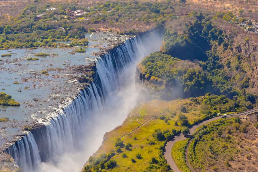 Victoria Falls: Helicopter Tour with Hotel Pickup - The first view of the Upper Zambezi