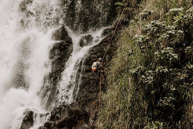 Waterfall Rappelling at Kulaniapia Falls: 120 Foot Drop, 15 Minutes from Hilo - The safety briefing and first practice