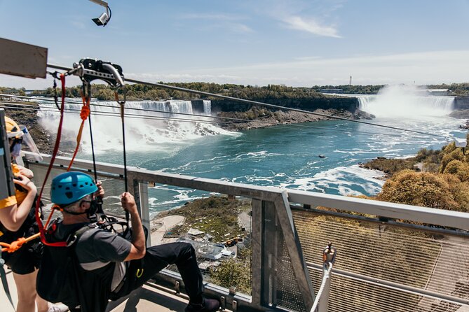Zipline To The Falls in Niagara Falls, Canada - Falls Landing and the observation deck